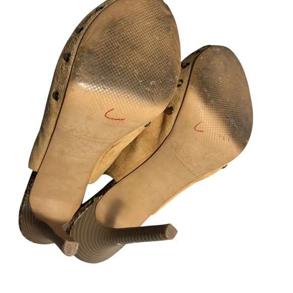 Sam Edelman SE Boutique Oscar Leather Peep Toe Spiked Heel Sandals Sz 8.5 - Picture 9 of 12